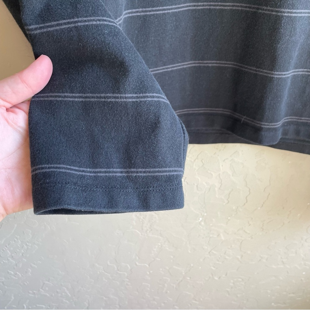 NIKE long sleeve thick cotton womens crop top black/gray horizontal stripe small - Picture 4 of 9